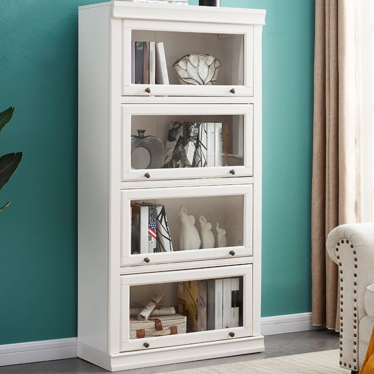 Wooden Vertical Bookcase Contemporary Closed Back Bookshelf for Home Office