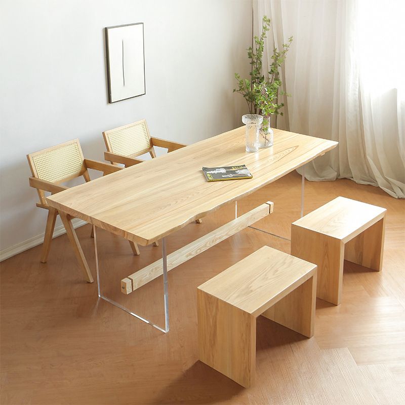 Rectangle Dining Table Contemporary Style Solid Wood Natural Dinner Table