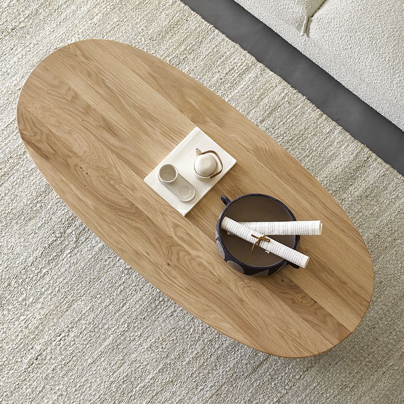 Modern Solid Wood Coffee Table Oval Sled Coffee Table for Living Room