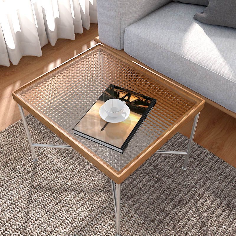 Modern Cross Legs End Slide Table Clear Tray Top Corner Table