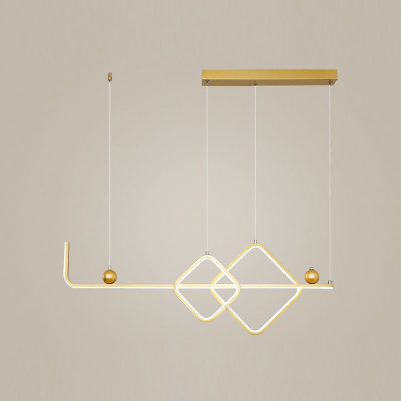 35.5" Wide Linear Island Light Nordic Metal LED Island Pendant for Living Room