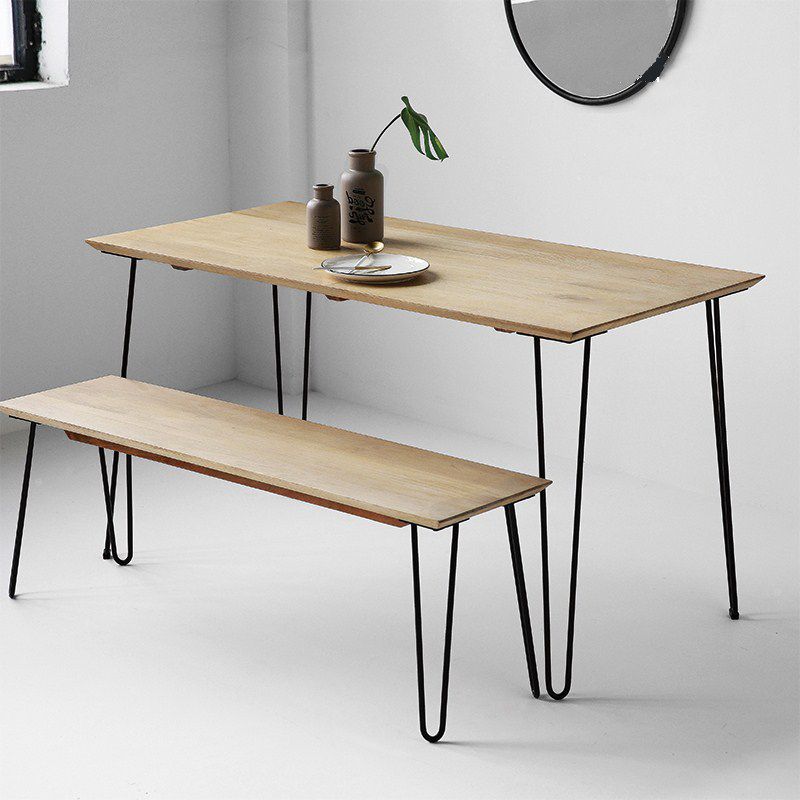 Industrial Rectangle Dining Site Table Pine Solid Wood Dining Room Home Furniture