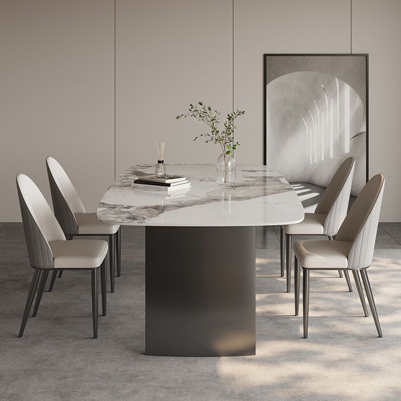 Glossy White Modern Dining Table Set 1/4/5/6 Pcs Dinette Set with Faux Leather Chairs