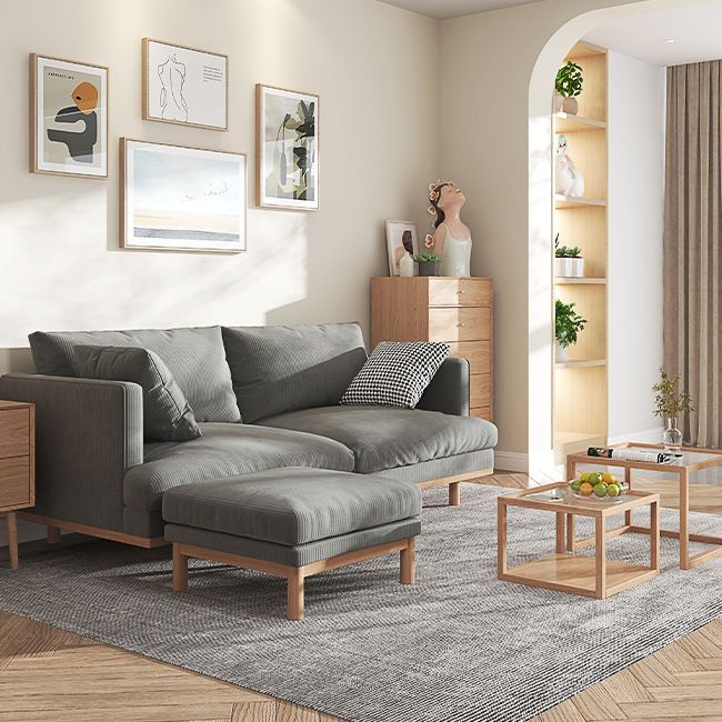 Modern Style Polyester Sofa Recessed Arm Tight Back Settee for Living Room