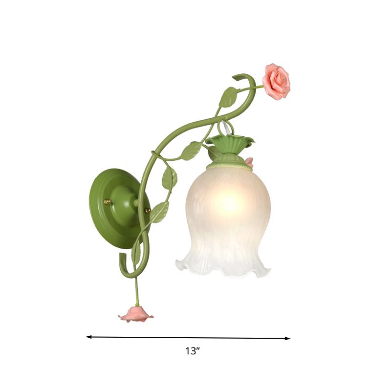 Luz de pared de la habitación de la vieira Campo de matrimonio Opal Glass White White 1 Head Green Wall Lighting Fixture