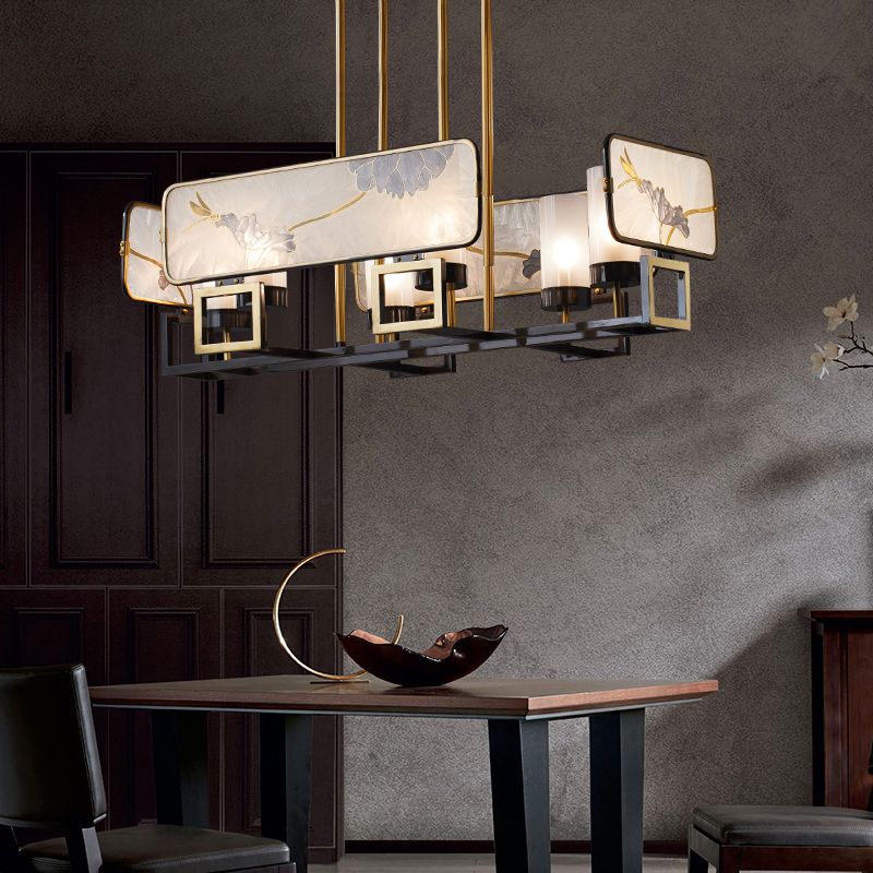 Modern Style Cylindrical Shape Island Lights Glass Pendant Lights in Gold