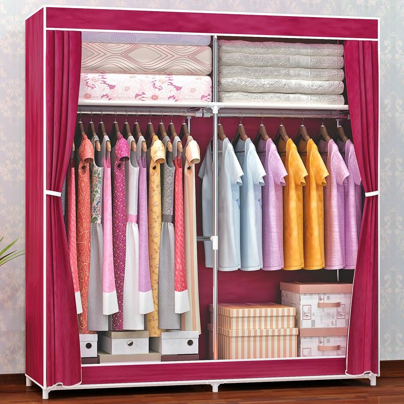Contemporary Wardrobe Armoire Metal Wardrobe Cabinet - 51.18 x 18.11 x 66.14 Inches