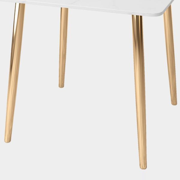 Glam Style Stone Top Dining Table with Gold 4 Legs for Living Room