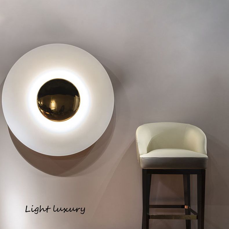 1-Light Contemporary Iron Wall Sconce Circle Wall Light Lamp for Bedroom