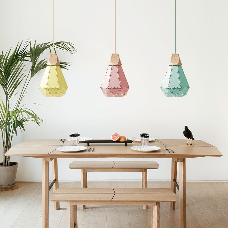 Metal Dome Hanging Lights Modern Macaron Style 1 Light Pendant Light pour salle à manger