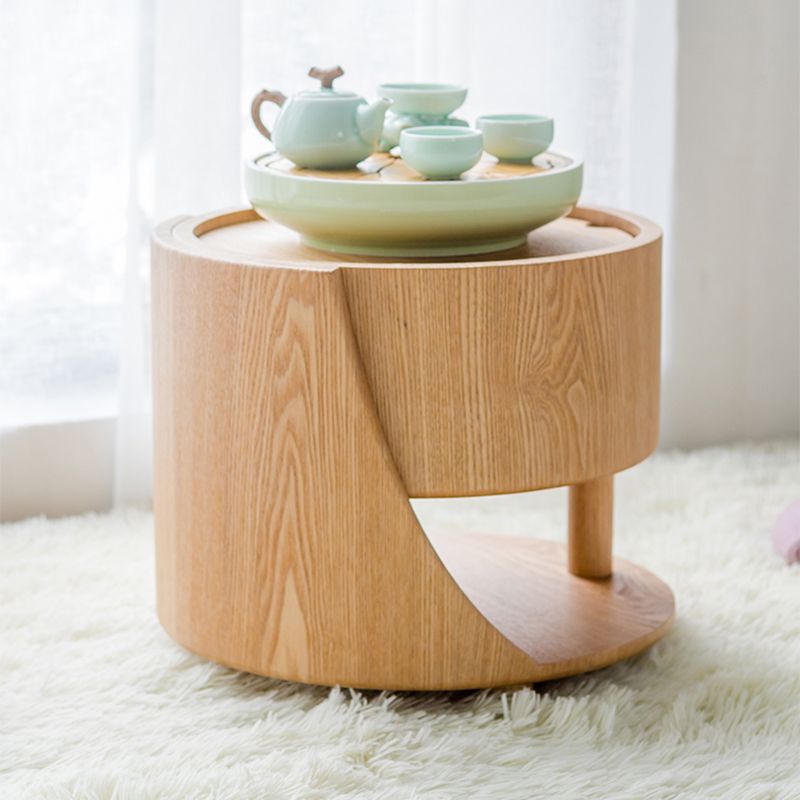 Traditional Side End Snack Table with Shelf and Tray Top for Bedroom