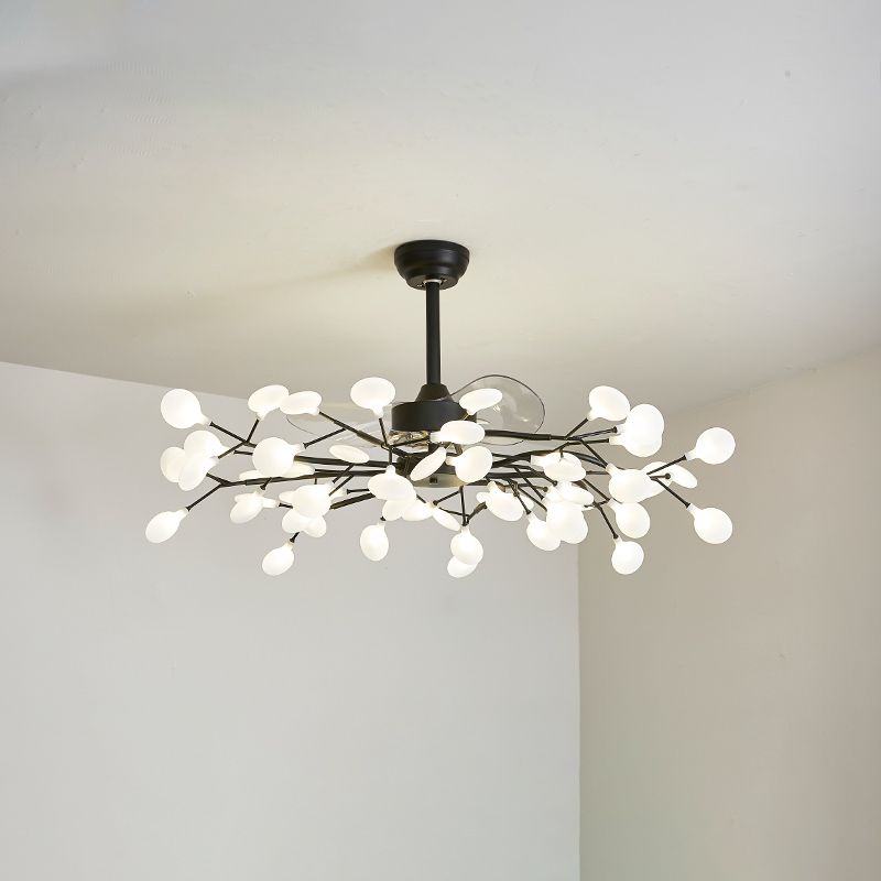 3-Blade Acryl Firefly Deckenlüfter Leicht minimalistische LED-Semi-Flush für Wohnzimmer