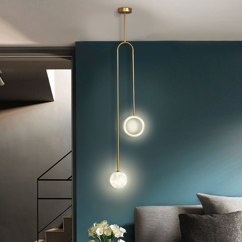 Ball Shape Glass Hanging Light Modern Style 2 lumières suspendues luminaire