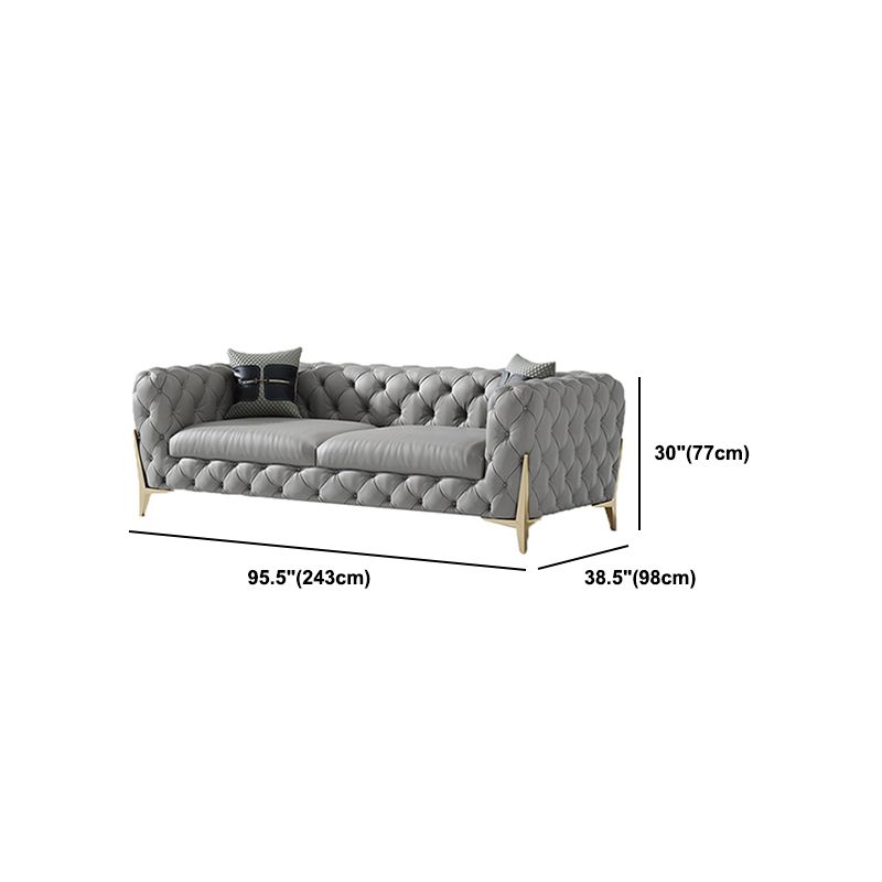 Contemporary Tufted Sofa 30.31" High Faux Leather Tuxedo Arm Sofa