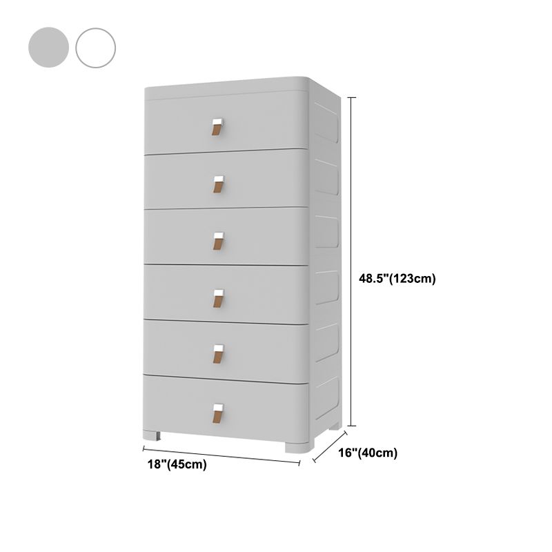 Contemporary Grey / White Chest Plastic Chest with Drawers for Bedroom