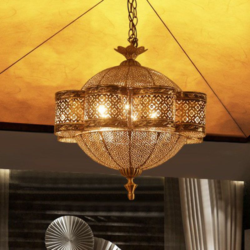Lumière de plafond métallique découpée en Asie du Sud-Est 6 Restaurant des bulbes suspendus en bronze en bronze