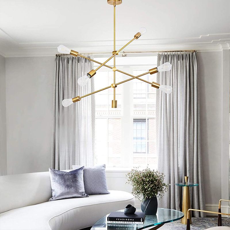 Modern Chandelier, Black Light Fixture Led Bulb with Adjustable Height