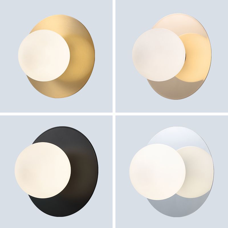 Nordic Style Wall Sconce White Glass Globe Wall Mounted Light for Living Room