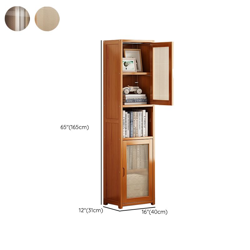 Contemporary Closed Back Bookcase Bamboo Vertical Bookshelf with Doors