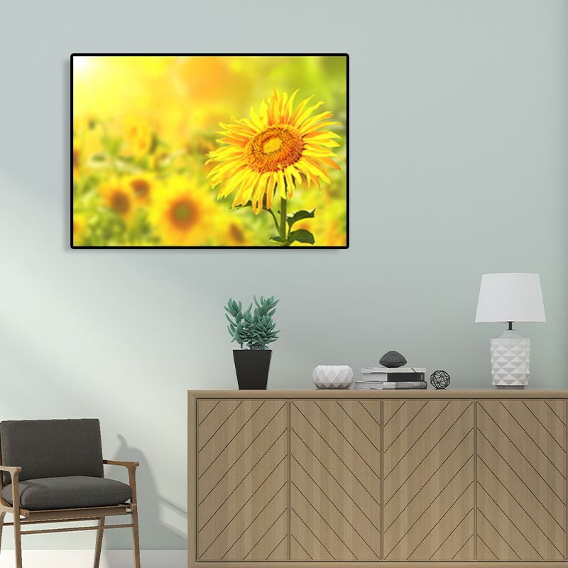 Textured Sunflower Canvas Art Modernism Wall Decor for Girls Bedroom, Multiple Sizes
