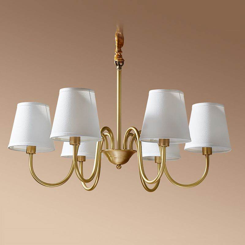 Cone Chandelier Light Fixture Traditional Fabric Shade Pendant Lighting for Restaurant
