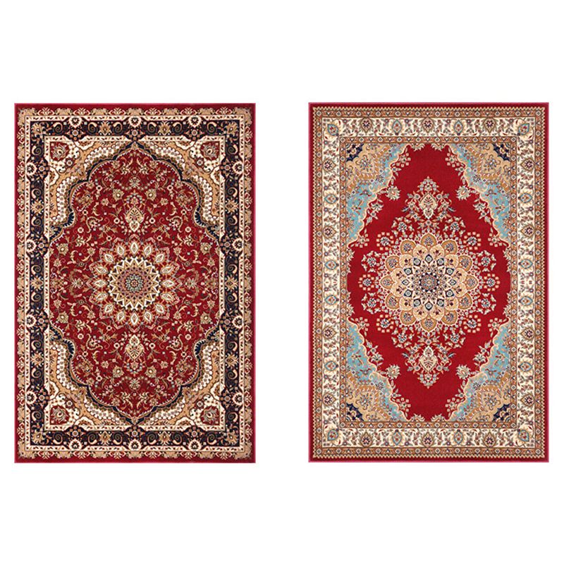 Luxury Floral Printed Rug Multicolor Polyester Area Carpet Non-Slip Backing Rug for Living Room