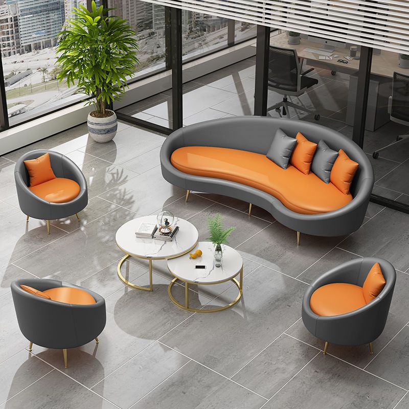Contemporary Curved Sofa for Apartment 33.46" High Sloped Arm Sofa