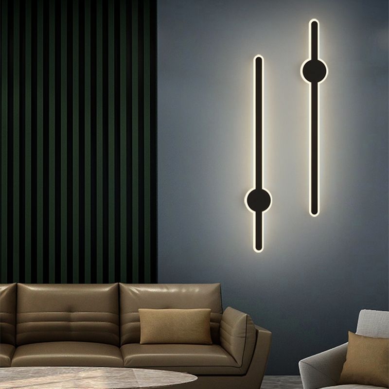 Forme linéaire Mur en métal Gamique de style moderne Lumière de mur de lumière unique en noir