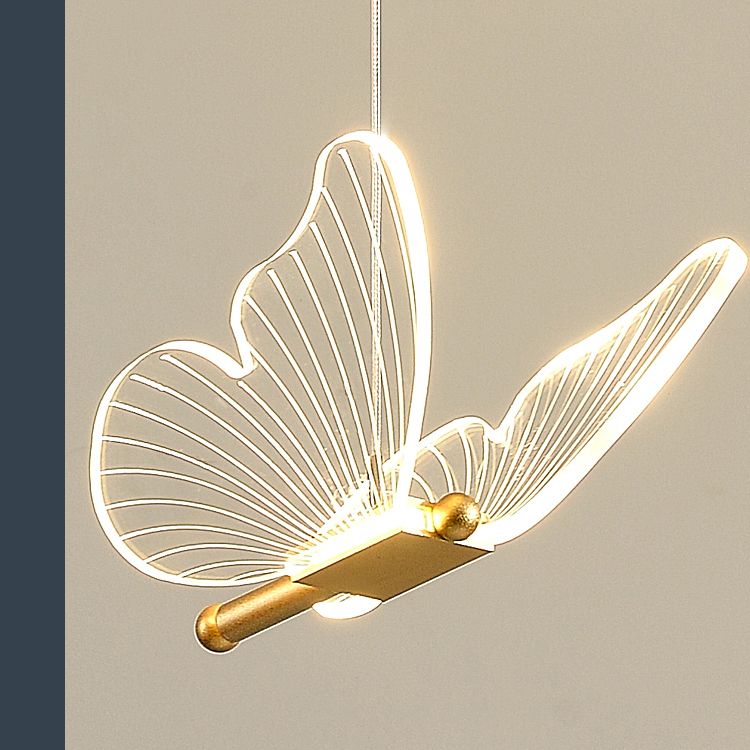 Gouden vlinder led hanglamp in moderne luxe stijl smeedijzeren hangende lamp met acryl schaduw