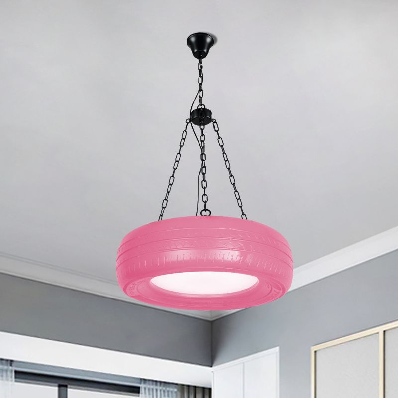 Creative Industrial Hanging Light Car Tire Rubber Chandelier with Hanging Chain for Bar