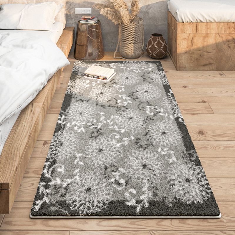 Tapis de motif graphique fantaisie Rapier en polyester gris Tapis de support de tapis sans glissement pour le salon