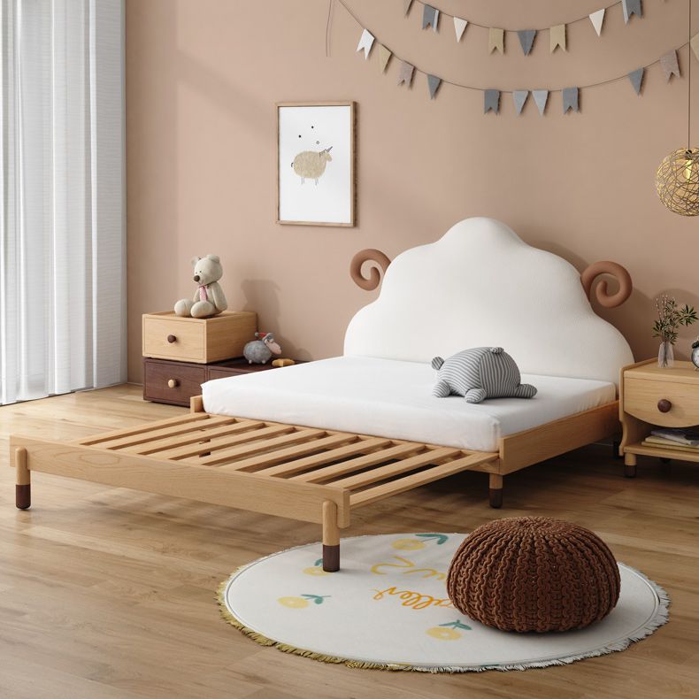 Brown Kids Bed Contemporary Solid Wood Daybed with Upholstered