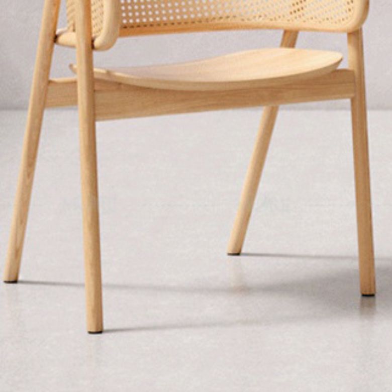 Solid Wood Arm Chair Modern Open Back Dining Chair for Living Room