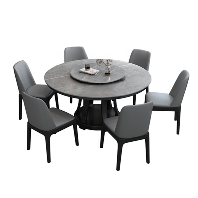Contemporary Sintered Stone Round Dining Table Standard Kitchen Dining Table with Pedestal Base