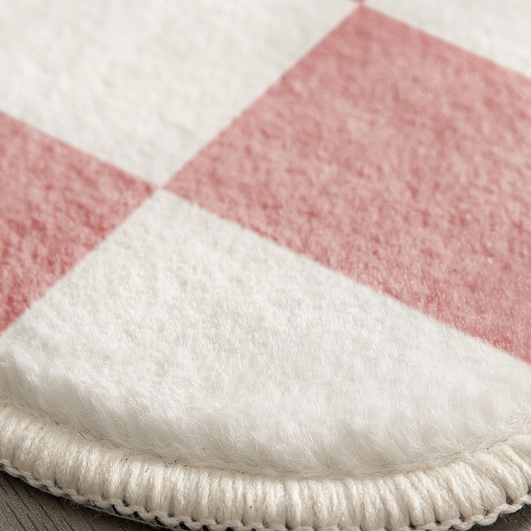 White Tone Simplicity Area Rug Polyester Buffalo Check Rug Non-Slip Backing Indoor Rug for Bedroom