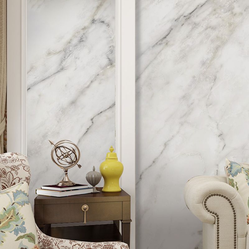 Giant Marble Wall Art for Accent Wall Simple Texture Wall Mural in Grey and White, Stain-Resistant
