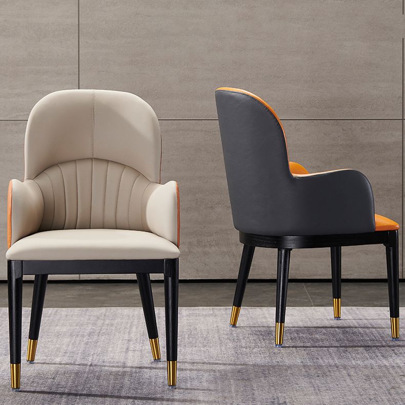 Silla lateral de comedor de cuero de diseño contemporáneo, sillón con respaldo sólido para uso doméstico
