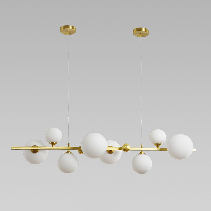 Modern Style Globe Shade Island Pendants 8-Lights Glass Pendant Lights for Dining Room
