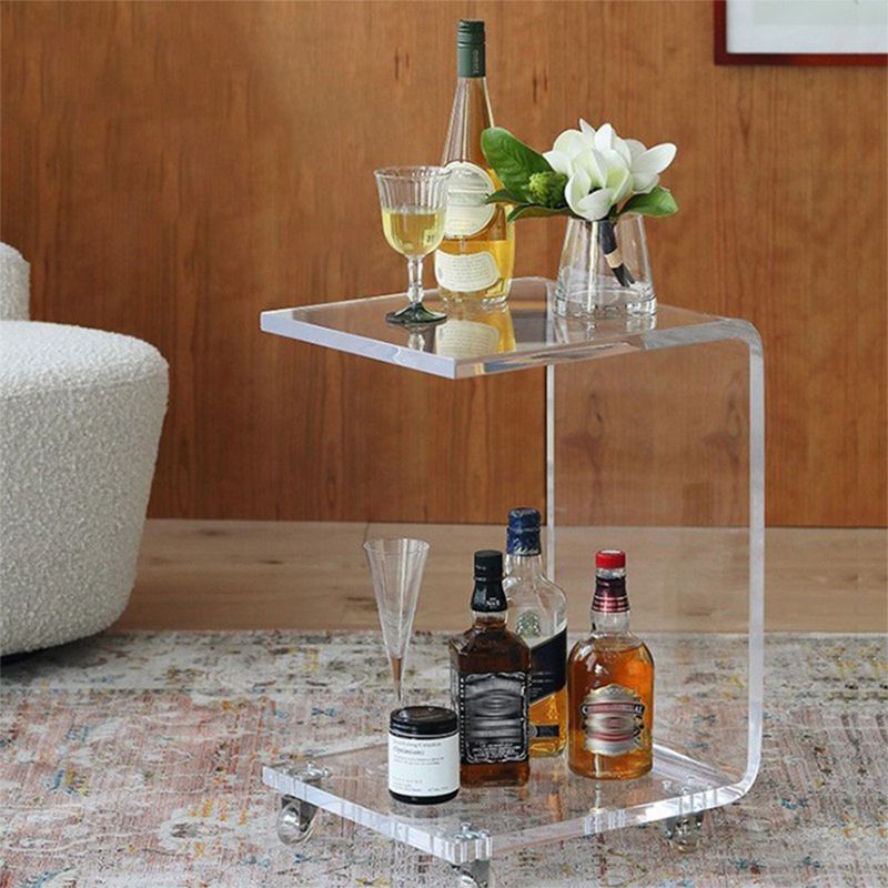 Modernistic Plastic Abstract End Table Rectangular Corner Table for Living Room
