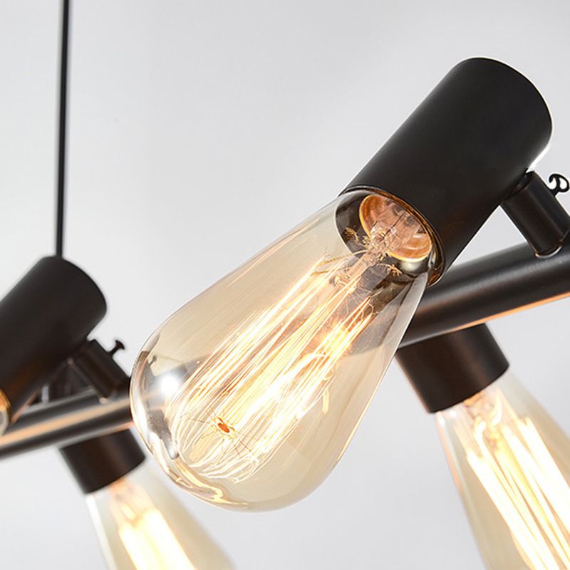 Black Industrial Pendant Light Linear Shape Island Light with Metal Shade for Living Room