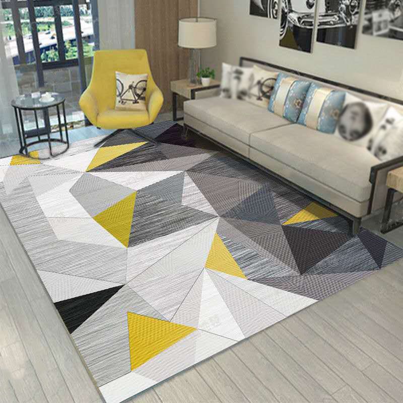 Geometric Indoor Rug Patchwork Modern Area Rug Polyester Living Room Carpet with Non-Slip Backing