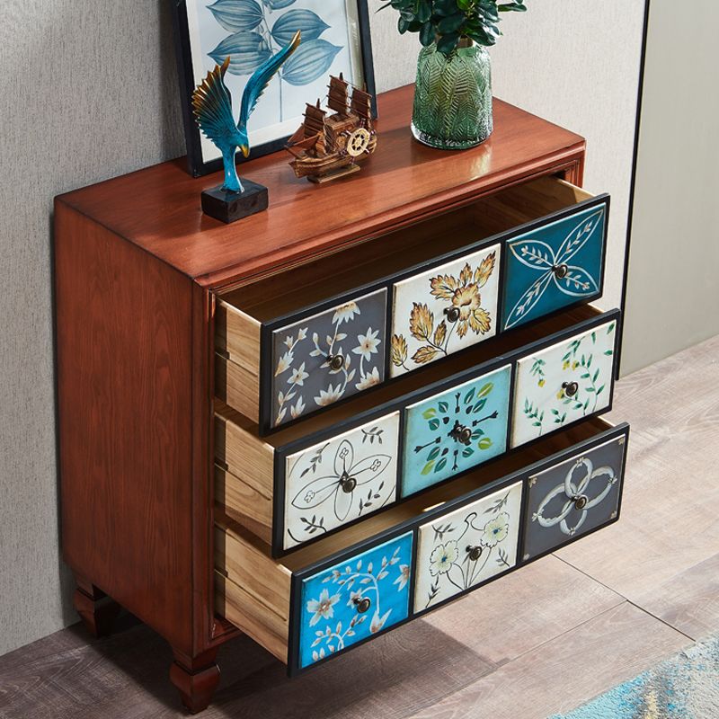 American Traditional Wooden Storage Chest Home Chest with Drawers