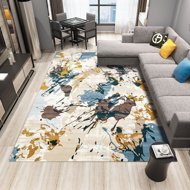 Abstract Printing Area Rug Polyester Modern Rug Washable Carpet for Living Room