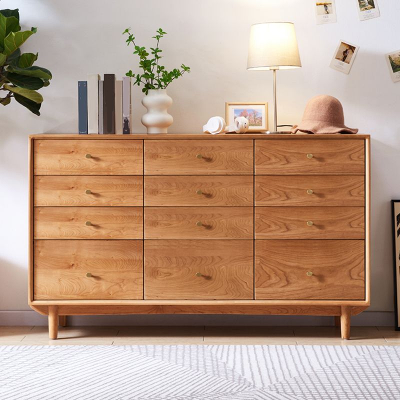 Traditional Horizontal Double Dresser Wood Storage Dresser with Drawers for Home