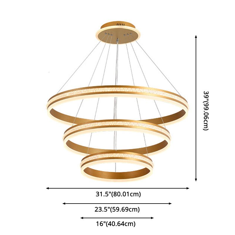 Minimalistische stijlniveaus Kroonluchter verlichting Acryl -salon LED Ring Suspensie Licht armatuur