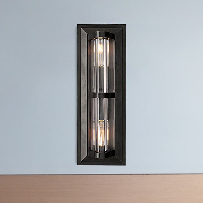 Tube Sconce Light Traditionary Metal 2/3/4 Heads Black/Gold Wall Lamp Fixture for Living Room