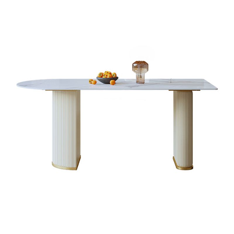 Modern White Dining Table Sintered Stone Dinner Table for Dining Room