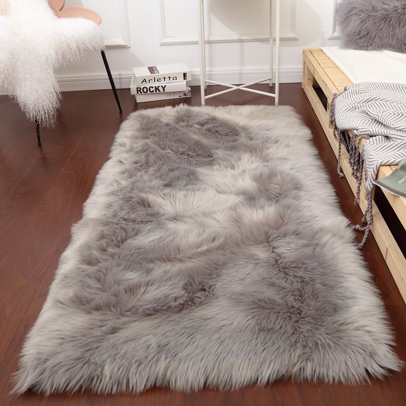 White Solid Color Rug Plush Orlon Area Carpet Easy Care Rug for Living Room