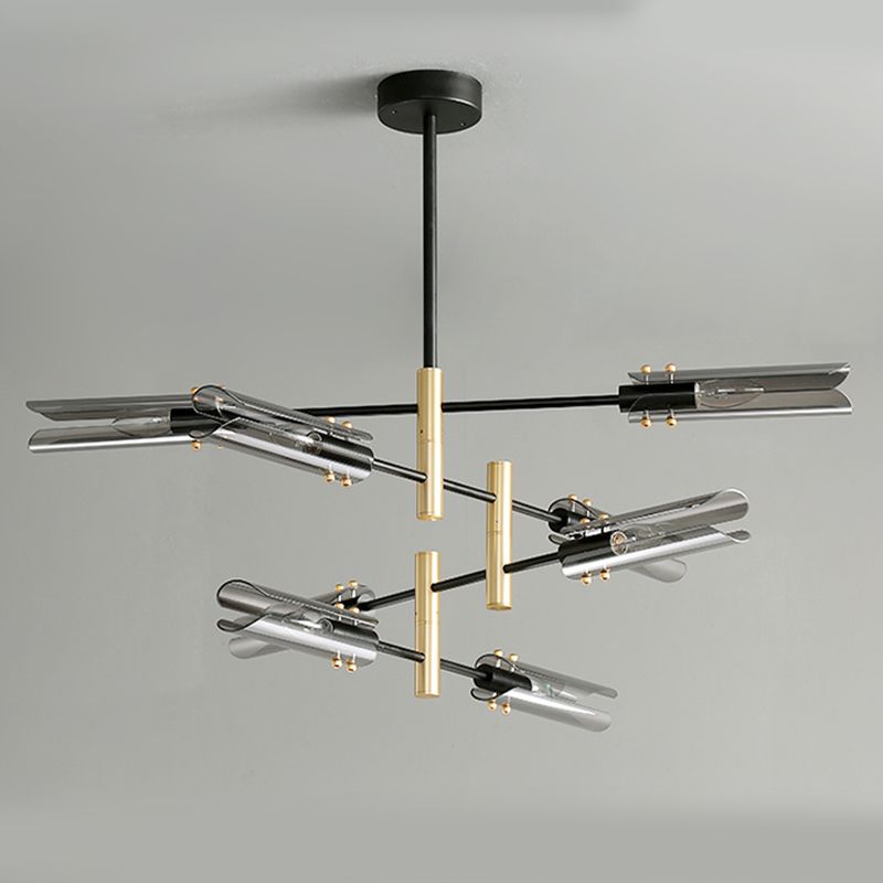 Glazen geometrische hanglamp in moderne creatieve stijl smeedijzeren kroonluchter voor eetkamer