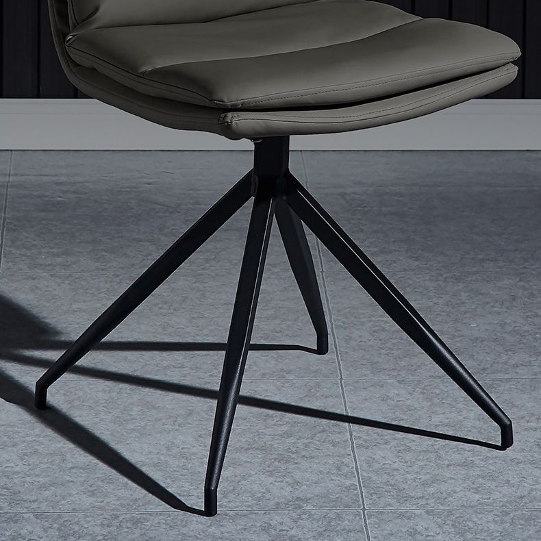 Sillas sin brazos con respaldo sólido de estilo industrial Sillas de comedor de cuero de microfibra (juego de 4)